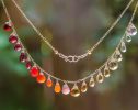 - Multi Gemstone Orange Red Drop Necklace, Semi Precious Colorful Necklace