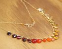 - Multi Gemstone Orange Red Drop Necklace, Semi Precious Colorful Necklace