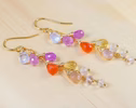 - Multi Gemstone Pink Orange Gemstone Earrings Wire Wrapped in Gold Filled