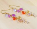 - Multi Gemstone Pink Orange Gemstone Earrings Wire Wrapped in Gold Filled