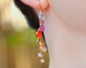 - Multi Gemstone Pink Orange Gemstone Earrings Wire Wrapped in Gold Filled