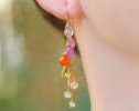 - Multi Gemstone Pink Orange Gemstone Earrings Wire Wrapped in Gold Filled