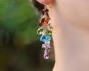 - Multi Gemstone Rainbow Earrings, Long Gemstone Cluster Earrings in Sterling Silver