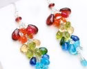 - Multi Gemstone Rainbow Earrings, Long Gemstone Cluster Earrings in Sterling Silver