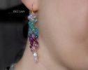 - Multi Stone Semi Precious Long Gemstone Earrings, Long Drop Cluster Earrings