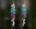 - Multi Stone Semi Precious Long Gemstone Earrings, Long Drop Cluster Earrings