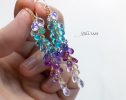- Multi Stone Semi Precious Long Gemstone Earrings, Long Drop Cluster Earrings