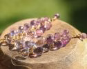 - Pink Amethyst Long Cluster Earrings in Gold Filled, Wire Wrapped Gemstone Statement Earrings