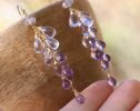 - Pink Amethyst Long Cluster Earrings in Gold Filled, Wire Wrapped Gemstone Statement Earrings