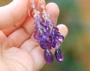 - Purple Amethyst Earrings Cascade, Long Cluster Gemstone Earrings