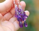 - Purple Amethyst Earrings Cascade, Long Cluster Gemstone Earrings