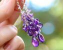 - Purple Amethyst Earrings Cascade, Long Cluster Gemstone Earrings