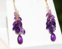 - Purple Amethyst Earrings Cascade, Long Cluster Gemstone Earrings