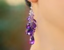 - Purple Amethyst Earrings Cascade, Long Cluster Gemstone Earrings