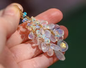 - Rainbow Moonstone and Welo Ethiopian Opal Cascade Cluster Earrings, Long Statement Earrings