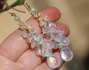 - Rainbow Moonstone and Welo Ethiopian Opal Pendant, Cascade Statement Necklace