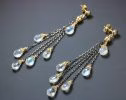 - Rainbow Moonstone Earrings with Mixed Metals, Moonstone Cascade Earrings