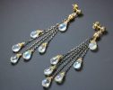 - Rainbow Moonstone Earrings with Mixed Metals, Moonstone Cascade Earrings