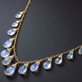 The Symphony Necklace – Rainbow Moonstone Necklace, Gold Filled Drop Necklace, Statement Necklace