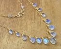 - Rainbow Moonstone Necklace, Gold Filled Drop Necklace, Statement Necklace