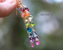 - Rainbow Multi Gemstone Drop Earrings, Linear Gemstone Earrings
