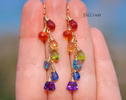 - Rainbow Multi Gemstone Drop Earrings, Linear Gemstone Earrings