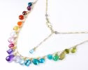 - Rainbow Multi Gemstone Necklace in Gold Filled, Precious Drop Necklace
