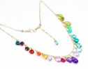 - Rainbow Multi Gemstone Necklace in Gold Filled, Precious Drop Necklace