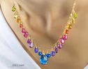 - Rainbow Multi Gemstone Necklace in Gold Filled, Precious Drop Necklace