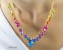 - Rainbow Multi Gemstone Necklace in Gold Filled, Precious Drop Necklace