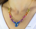 - Rainbow Multi Gemstone Necklace in Gold Filled, Precious Drop Necklace