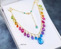 - Rainbow Multi Gemstone Necklace in Gold Filled, Precious Drop Necklace