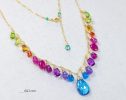 - Rainbow Multi Gemstone Necklace in Gold Filled, Precious Drop Necklace