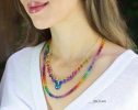 - Rainbow Multi Gemstone Necklace in Gold Filled, Precious Drop Necklace