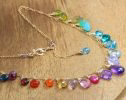 - Rainbow Multi Gemstone Necklace in Gold Filled, Precious Drop Necklace