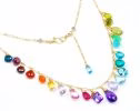 - Rainbow Multi Gemstone Necklace in Gold Filled, Precious Drop Necklace
