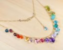 - Rainbow Multi Gemstone Necklace in Gold Filled, Precious Drop Necklace