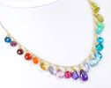 - Rainbow Multi Gemstone Necklace in Gold Filled, Precious Drop Necklace