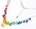 - Rainbow Multi Gemstone Necklace in Gold Filled, Precious Drop Necklace