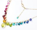 - Rainbow Multi Gemstone Necklace in Gold Filled, Precious Drop Necklace