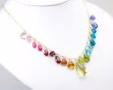 - Rainbow Multi Gemstone Necklace in Gold Filled, Precious Drop Necklace