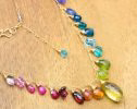 - Rainbow Multi Gemstone Necklace in Gold Filled, Precious Drop Necklace
