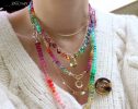 - Rainbow Multi Gemstone Necklace in Gold Filled, Precious Drop Necklace