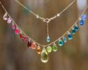 - Rainbow Multi Gemstone Necklace in Gold Filled, Precious Drop Necklace