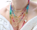 - Rainbow Multi Gemstone Necklace in Gold Filled, Precious Drop Necklace