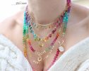 - Rainbow Multi Gemstone Necklace in Gold Filled, Precious Drop Necklace