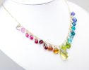 - Rainbow Multi Gemstone Necklace in Gold Filled, Precious Drop Necklace