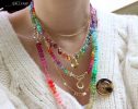 - Rainbow Multi Gemstone Necklace in Gold Filled, Precious Drop Necklace