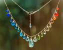 - Rainbow Multi Gemstone Necklace in Gold Filled, Precious Drop Necklace