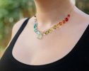 - Rainbow Multi Gemstone Necklace in Gold Filled, Precious Drop Necklace